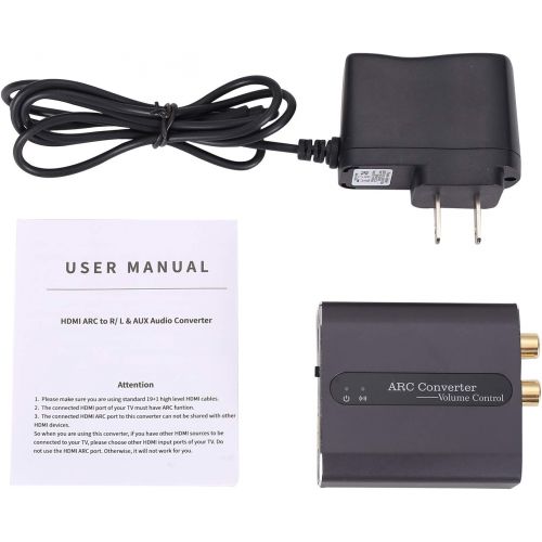  Tohilkel Volume Remote Adjustment DAC (Digital to Analog Converter), Tiancai HDMI ARC to Stereo R/L RCA and 3.5 mm Jack Adapter, Compatible with Amplifier Headphone Speaker, Multi-Ports Out