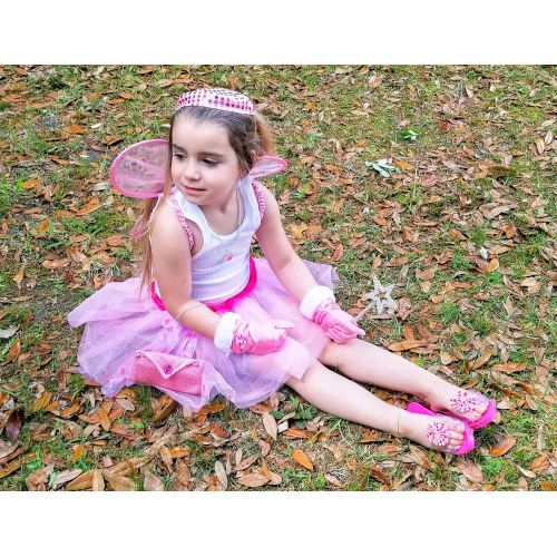  Toiijoy Girls Princess Dress up Set 15Pcs Fairy Princess Role Play Costume Set Carry Bag Toddler Kids Ages 3-6yrs