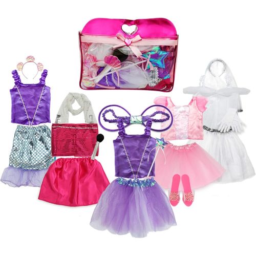  Girls Dress up Costume Set Toiijoy Princess,Fairy,Mermaid,Bride,Pop Star Costume for Little Girls Toddler Ages 3-6yrs