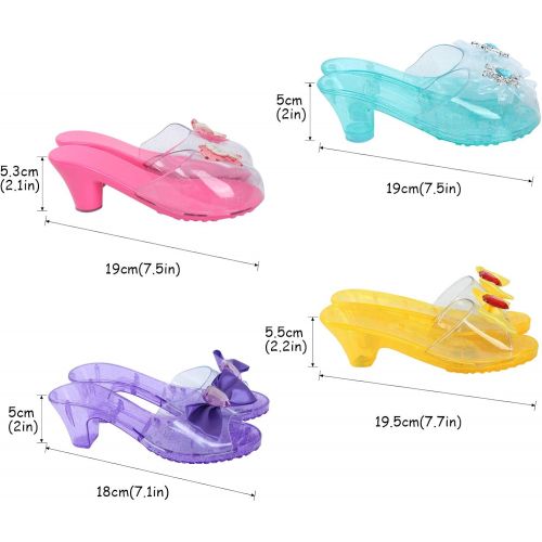  Toiijoy Girls Princess Dress up Shoes Role Play Collection Set with Princess Tiara and Bracelets for Little Girls