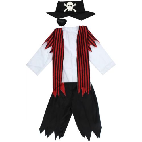  할로윈 용품Boys Dress up Trunk Toiijoy 15Pcs Role Play Costume Set-Pirate,Policeman,Soldier,Firefighter Costume for Kids Age 3-6yrs