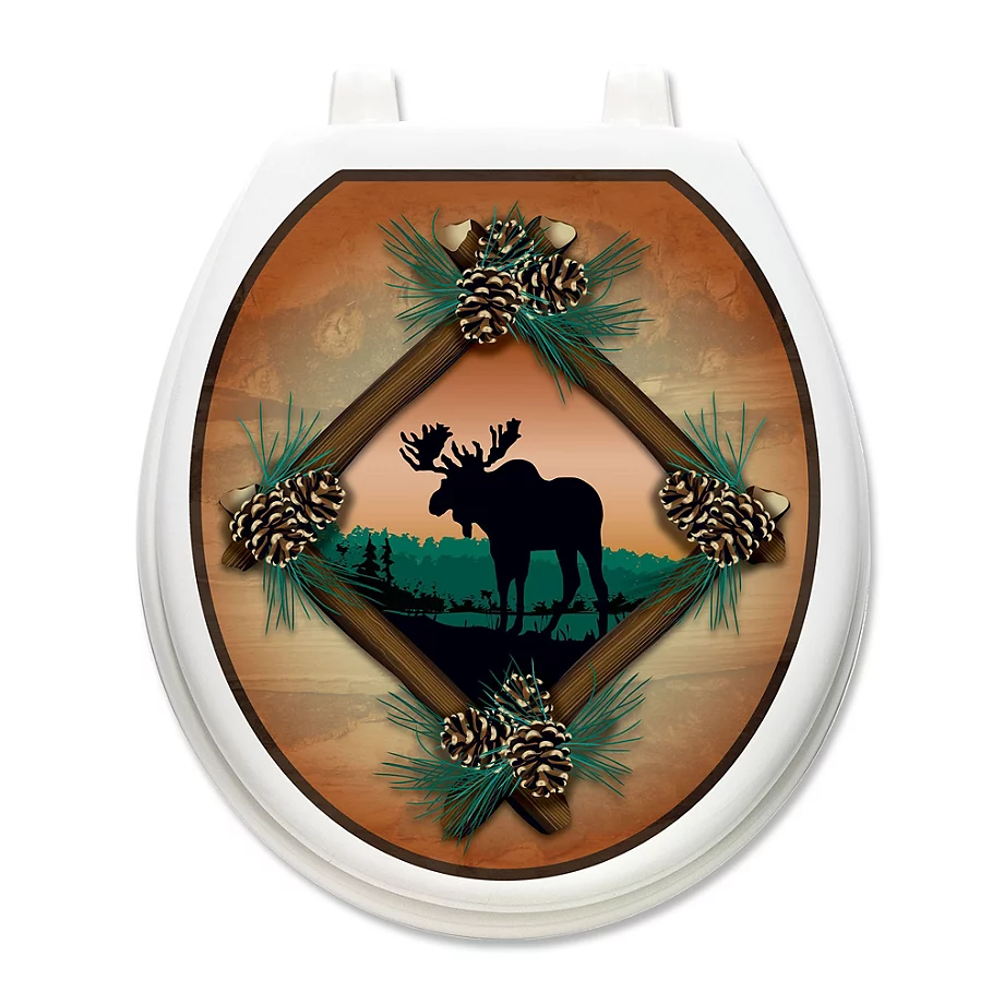 Toilet Tattoos Moose at Sunset Decorative Applique for Round Toilet Lids