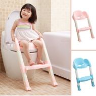 Toilet Training Travel Potties Potty Training Chair Foldable Kids Children Babies Toddlers Toilet Potty Trainer Seat with Ladder Kit (Blue)