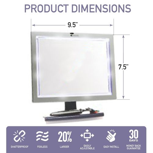  ToiletTree Products Deluxe LED Fogless Shower Mirror with Squeegee (Shower Mirror)