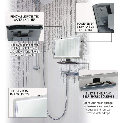  ToiletTree Products Deluxe LED Fogless Shower Mirror with Squeegee (Shower Mirror)