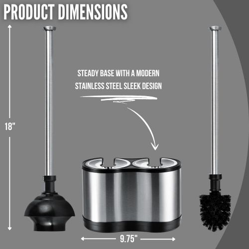  ToiletTree Products Modern and Sleek Deluxe Freestanding Toilet Brush and Plunger Combo