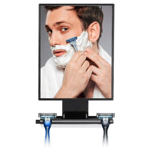  ToiletTree Products Deluxe Larger Fogless Shower Shaving Mirror with Squeegee, Large, Black