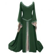 Toimothcn Womens Medieval Long Sleeve Dress Renaissance Costumes Irish Over Long Dress Cosplay Retro Gown