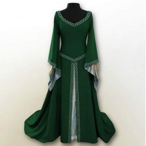  Toimothcn Womens Medieval Long Sleeve Dress Renaissance Costumes Irish Over Long Dress Cosplay Retro Gown