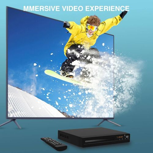  [아마존베스트]DVD Player with HDMI AV Output, DVD Player for TV, Contain HD with Coaxial Output/ AV Cable/ Remote Control/ USB Input, Region Free Home DVD Players, Tojock