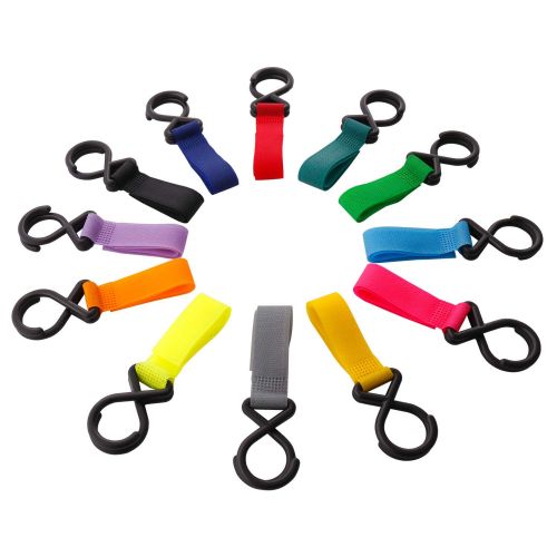  Tojomy Stroller Clips for Bags, Karidge 12 Colors Organizer Assistant Clips Hanger for Purse Shopping & Diaper Bags (Mulitcolor)