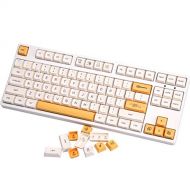 Tokey PBT XDA Profile 140 Keys Keycaps Dye Sublimation ANSI Layout Milk & Bee Theme Keycaps for Mechanical Gaming Keyboard Cherry MX Switches (Milk & Bee)