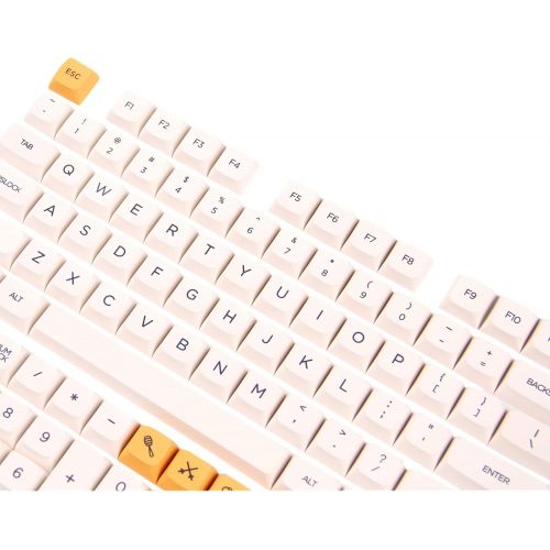  Tokey PBT XDA Profile 140 Keys Keycaps Dye Sublimation ANSI Layout Milk & Bee Theme Keycaps for Mechanical Gaming Keyboard Cherry MX Switches (Milk & Bee)