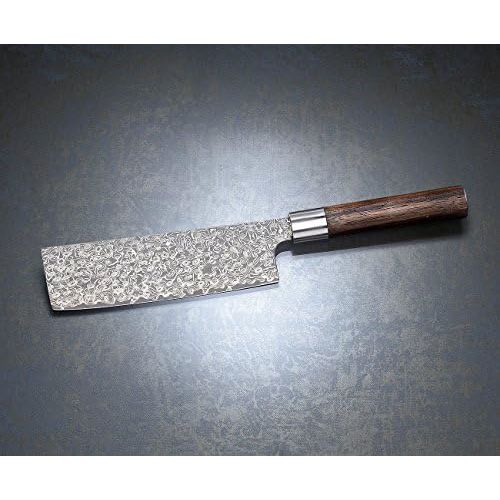  TokioKitchenWare Messer Damast: Handgefertigtes Marken-Damast-Hackmesser mit 17-cm-Klinge (Damastmesser-Kuechenmesser)