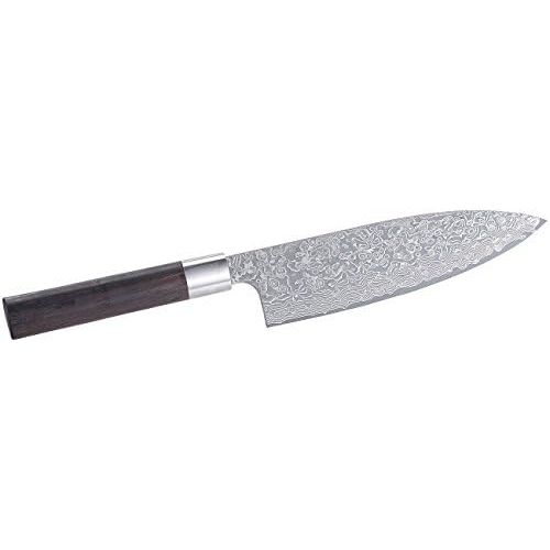  TokioKitchenWare Messer Damastklinge: Handgefertigtes Marken-Damast-Chefmesser mit 19-cm-Klinge (Kochmesser japanisch)