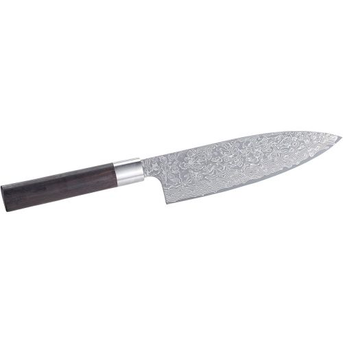  TokioKitchenWare Messer Damastklinge: Handgefertigtes Marken-Damast-Chefmesser mit 19-cm-Klinge (Kochmesser japanisch)