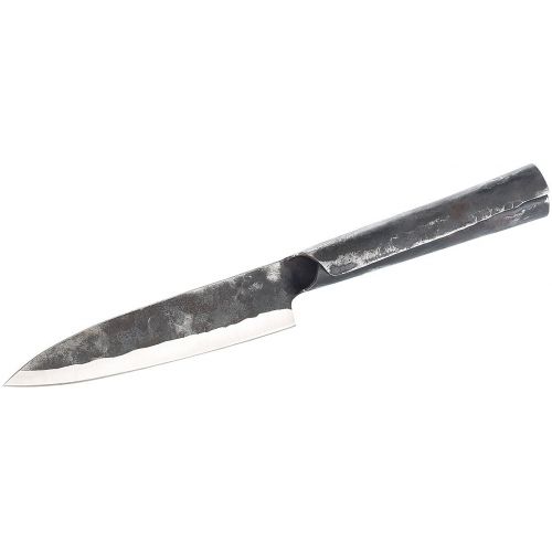  TokioKitchenWare Asiatisches Kochmesser: Santoku-Kochmesser mit Stahlgriff, handgefertigt (Handgefertigte Messer)