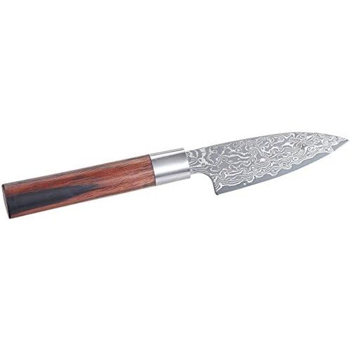  TokioKitchenWare Santokumesser: Handgefertigtes Marken-Damast-Kochmesser mit 12-cm-Klinge (Santoku-Damast-Messer)