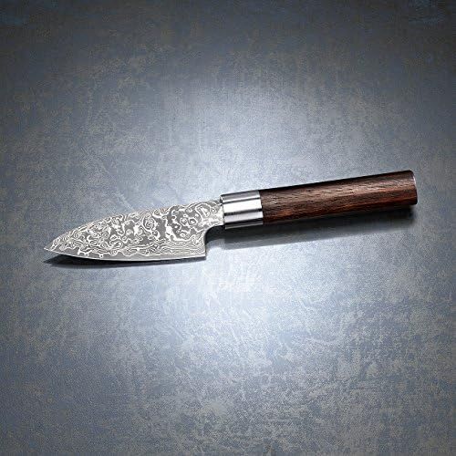  TokioKitchenWare Santokumesser: Handgefertigtes Marken-Damast-Kochmesser mit 12-cm-Klinge (Santoku-Damast-Messer)