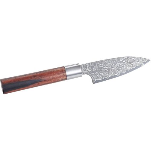  TokioKitchenWare Santokumesser: Handgefertigtes Marken-Damast-Kochmesser mit 12-cm-Klinge (Santoku-Damast-Messer)