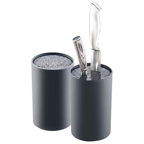  [아마존베스트]TokioKitchenWare Knife Blocks: Set of 2 Universal Knife Blocks with Bristle Insert, Black (Storage for Knives)