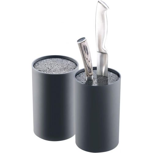  [아마존베스트]TokioKitchenWare Knife Blocks: Set of 2 Universal Knife Blocks with Bristle Insert, Black (Storage for Knives)