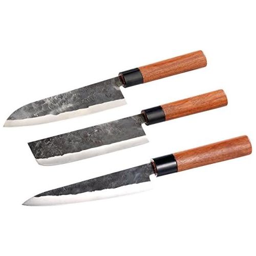  [아마존베스트]TokioKitchenWare PEARL HAND FORGED 3Piece Knife Set with Wooden Handle