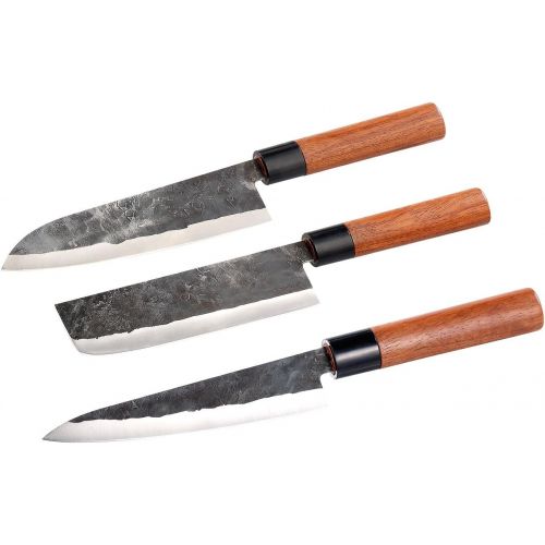  [아마존베스트]TokioKitchenWare PEARL HAND FORGED 3Piece Knife Set with Wooden Handle