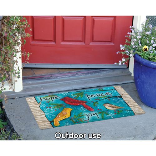  Toland Home Garden Peace Birds 18 x 30 Inch Decorative Floor Mat Christmas Hope Peace Joy Bird Doormat - 800023