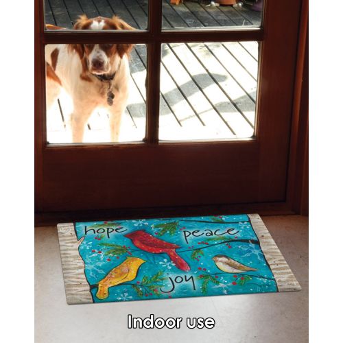  Toland Home Garden Peace Birds 18 x 30 Inch Decorative Floor Mat Christmas Hope Peace Joy Bird Doormat - 800023