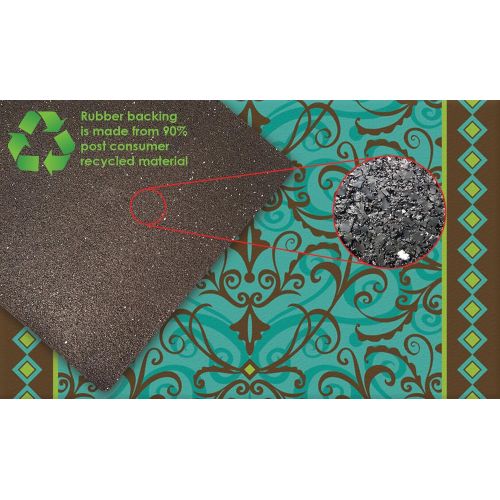  Toland Home Garden Damask 18 x 30 Inch Decorative Floor Mat Classic Swirl Design Pattern Doormat