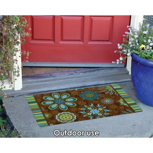  Toland Home Garden Floral Spice 18 x 30 Inch Decorative Floor Mat Flower Stripe Design Pattern Doormat