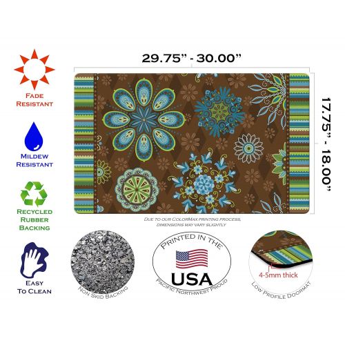  Toland Home Garden Floral Spice 18 x 30 Inch Decorative Floor Mat Flower Stripe Design Pattern Doormat