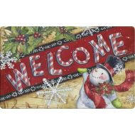 Toland Home Garden Candy Cane Snowman 18 x 30 Inch Decorative Floor Mat Holiday Welcome Christmas Snowflake Doormat - 800112