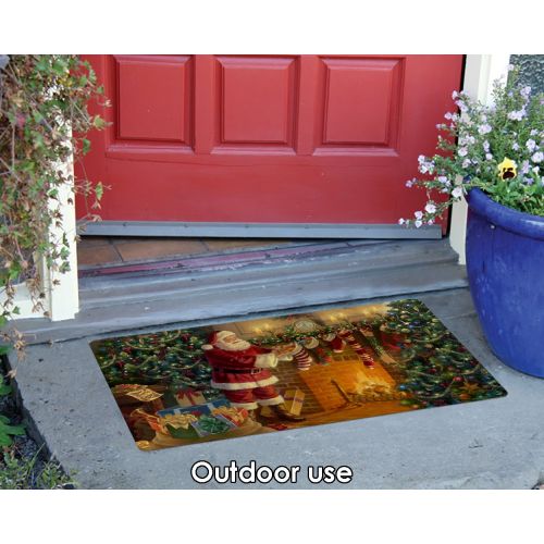  Toland Home Garden Stocking Stuffer 18 x 30 Inch Decorative Floor Mat Christmas Santa Claus Fireplace Holiday Doormat