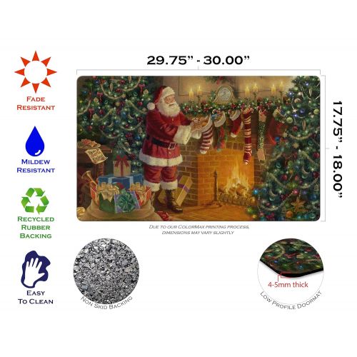  Toland Home Garden Stocking Stuffer 18 x 30 Inch Decorative Floor Mat Christmas Santa Claus Fireplace Holiday Doormat