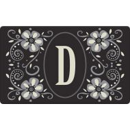 Toland Home Garden Classic Monogram D 18 x 30 Inch Decorative Floor Mat Flower Design Pattern Doormat