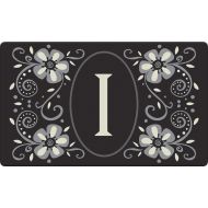 Toland Home Garden Classic Monogram I 18 x 30 Inch Decorative Floor Mat Flower Design Pattern Doormat