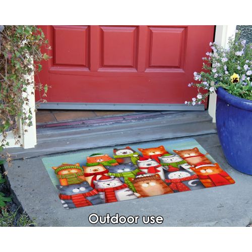  Toland Home Garden Cat Caroling 18 x 30 Inch Decorative Christmas Carol Floor Mat Winter Kitty Doormat - 800313