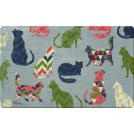 Toland Home Garden Cat Pattern 18 x 30 Inch Decorative Kitty Floor Mat Chevron Design Doormat