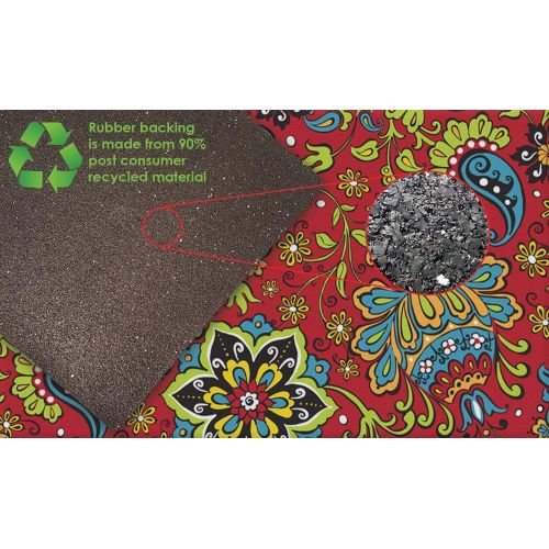  Toland Home Garden Gypsy Garden 18 x 30 Inch Decorative Floor Mat Flower Colorful Paisley Design Doormat