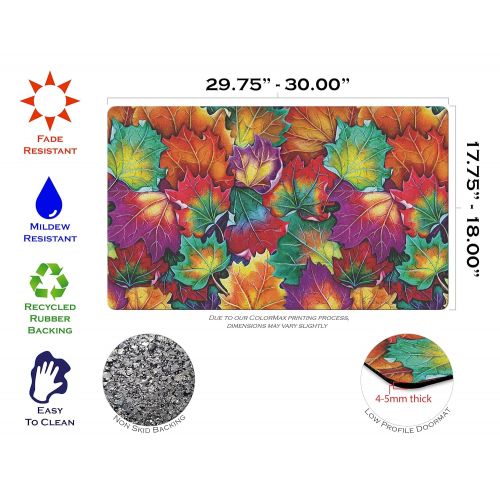  Toland Home Garden Leaf Collage 18 x 30 Decorative Colorful Floor Mat Fall Autumn Leaves Doormat (800273)