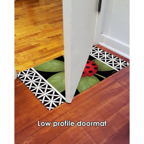  Toland Home Garden Ladybug 18 x 30 Inch Decorative Floor Mat Leaf Animal Lattice Doormat