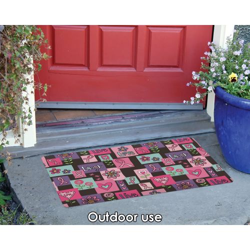  Toland Home Garden Live Love Laugh Forever 18 x 30 Inch Decorative Floor Mat Cancer Awareness Support Pink Ribbon Doormat
