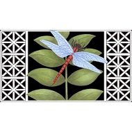 Toland Home Garden Dragonfly on Black 20 x 38 Inch Decorative Bug Leaf Lattice Anti Fatigue Comfort Mat