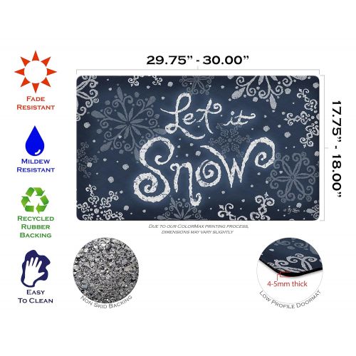  Toland Home Garden Let It Snow 18 x 30 Inch Decorative Floor Mat Winter Snowflake Christmas Doormat - 800095