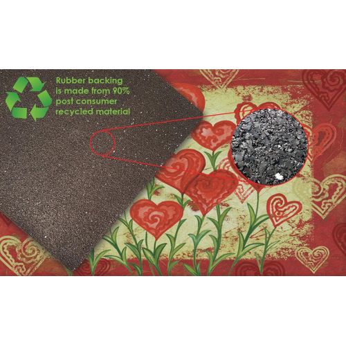  Toland Home Garden Garden Hearts 18 x 30 Inch Decorative Floor Mat Valentine Red Heart Flower Doormat - 800048