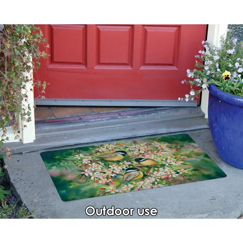  Toland Home Garden Sweet Chickadees 18 x 30 Inch Decorative Floor Mat Spring Bird Tree Flower Doormat