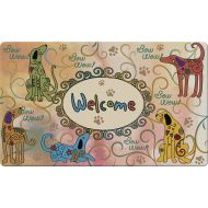 Toland Home Garden Bow Wow Welcome 18 x 30 Inch Decorative Floor Mat Colorful Puppy Dog Greeting Doormat