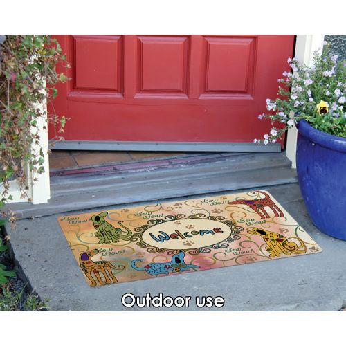  Toland Home Garden Bow Wow Welcome 18 x 30 Inch Decorative Floor Mat Colorful Puppy Dog Greeting Doormat